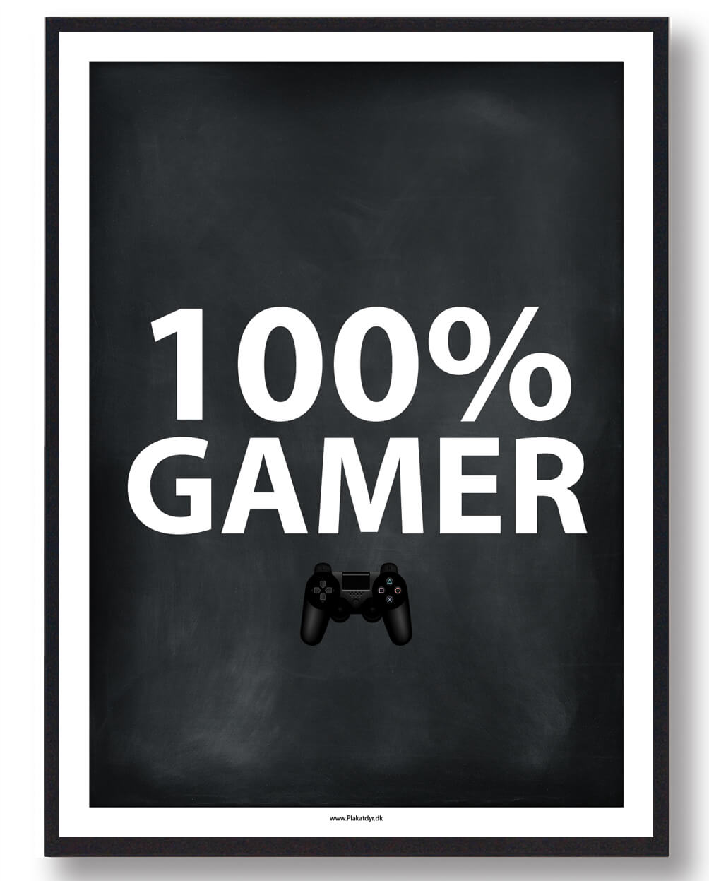 100% GAMER - gamerplakat (konsol, sort)