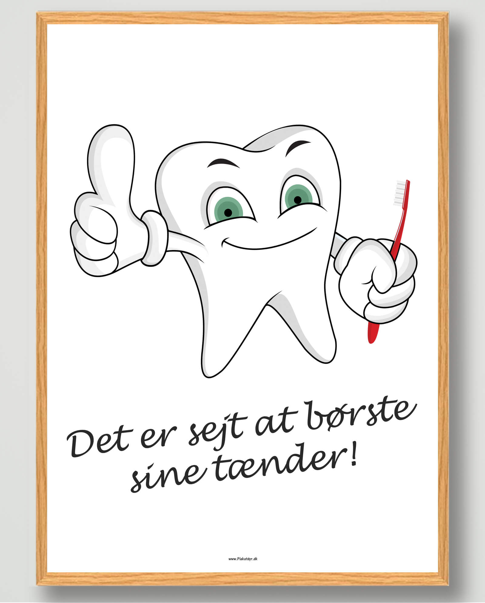 Børst dine tænder (Hvid) - plakat