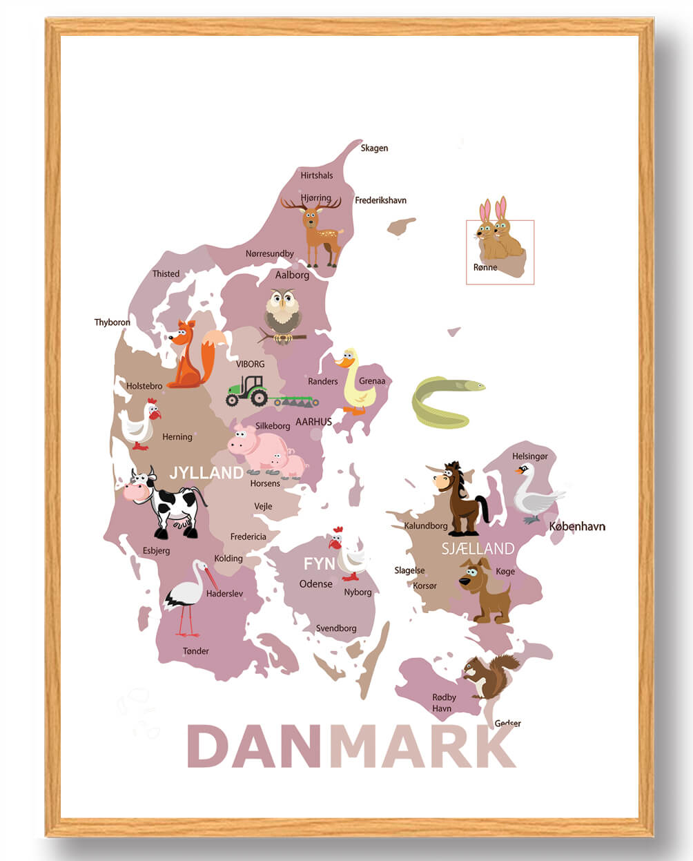 Danmarkskort til børn - plakat
