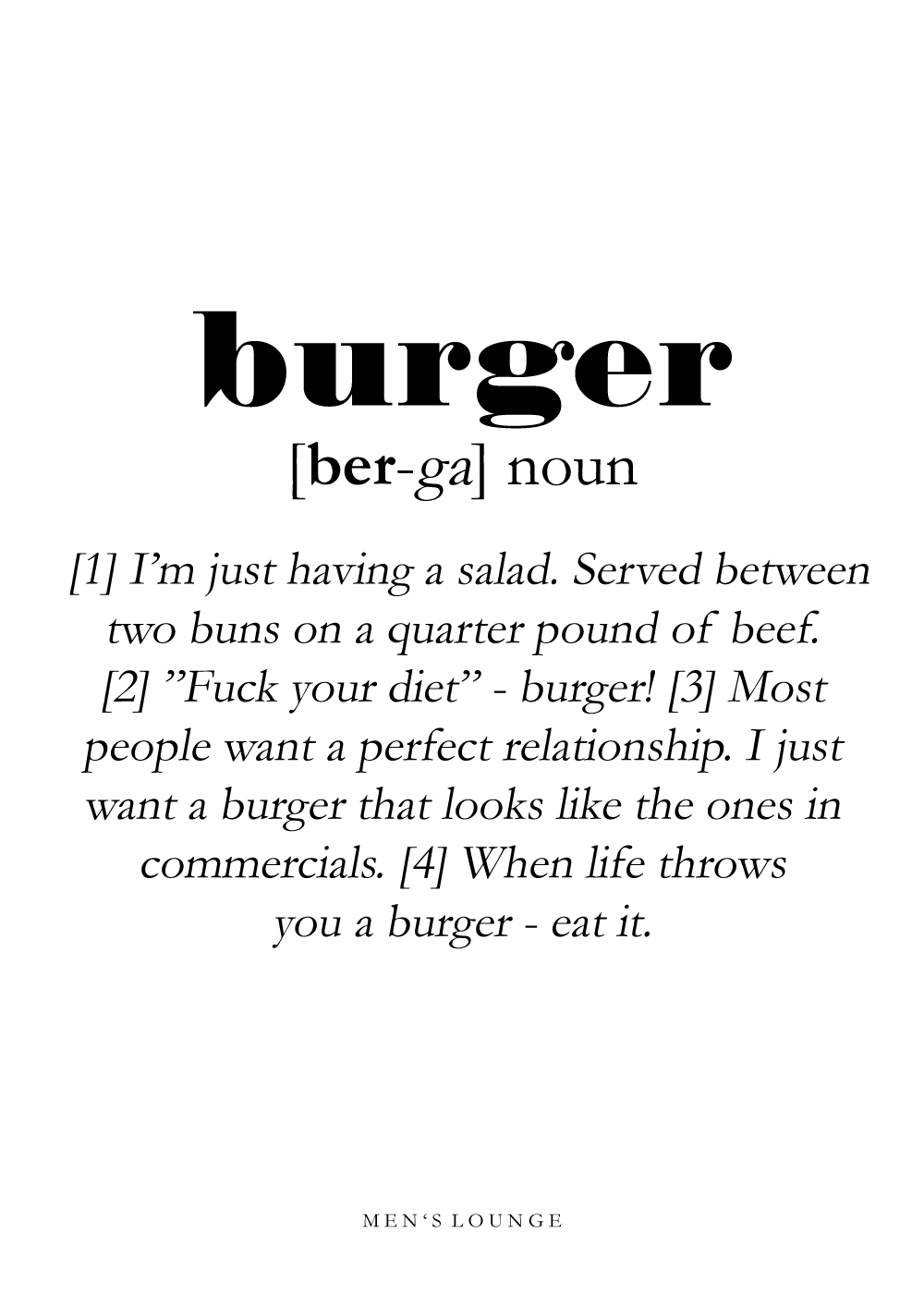 Burger definition - Men's Lounge plakat