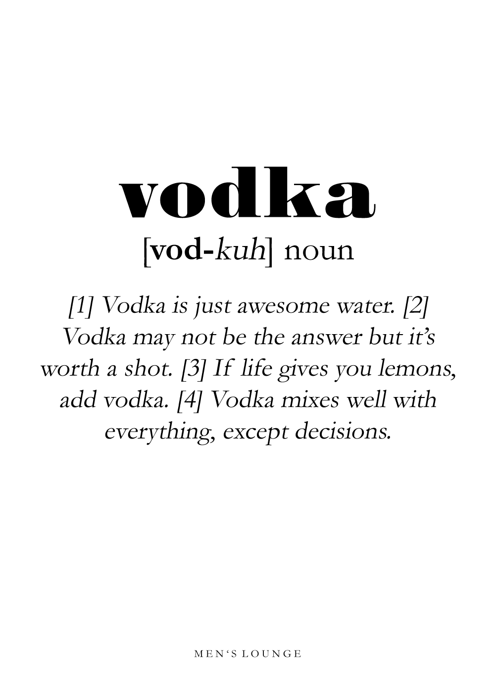 Vodka definition - Men's Lounge plakat