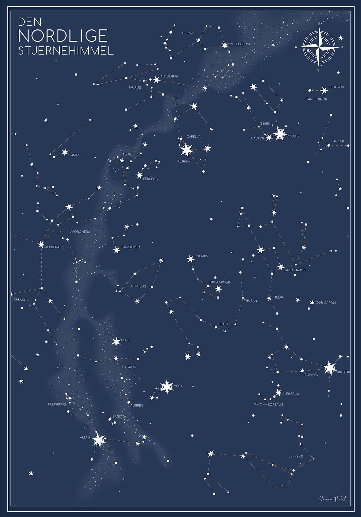 Den nordlige stjernehimmel - 70 x 100 cm