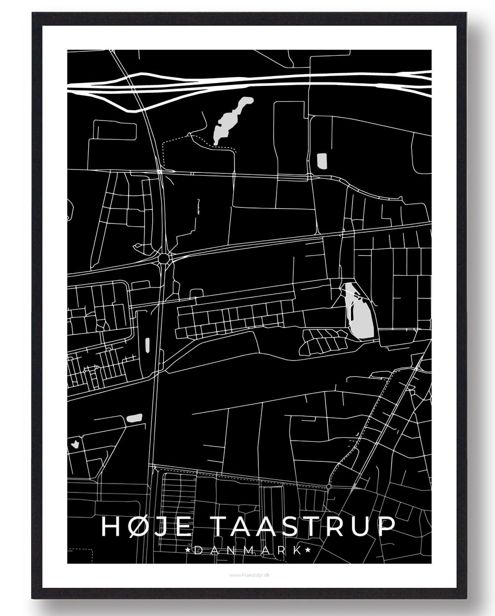 Høje-Taastrup byplakat - sort