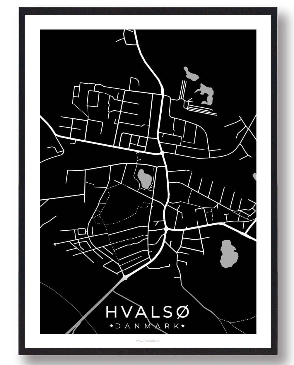 Hvalsø byplakat - sort