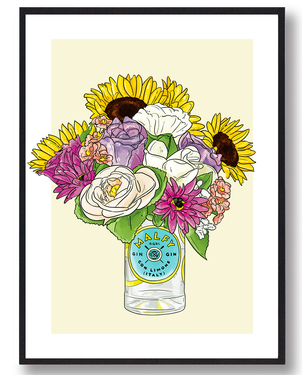 Blomster Malfy Gin - plakat (gul)