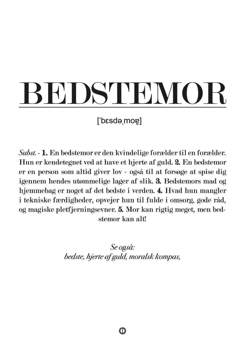 Bedstemor definition - plakat