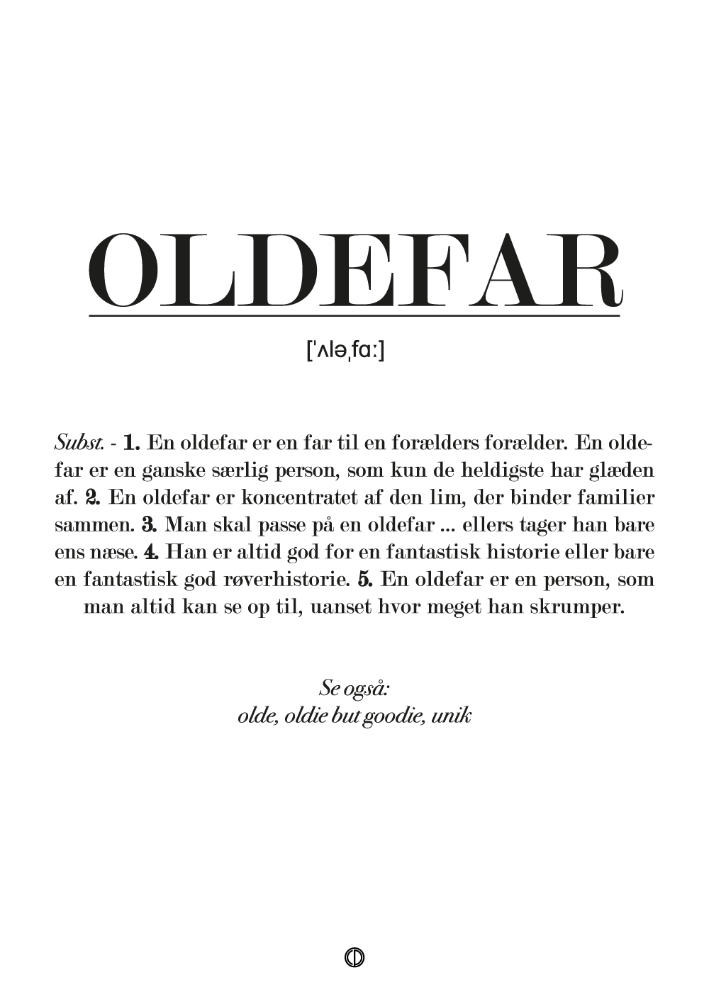 Oldefar definition - plakat