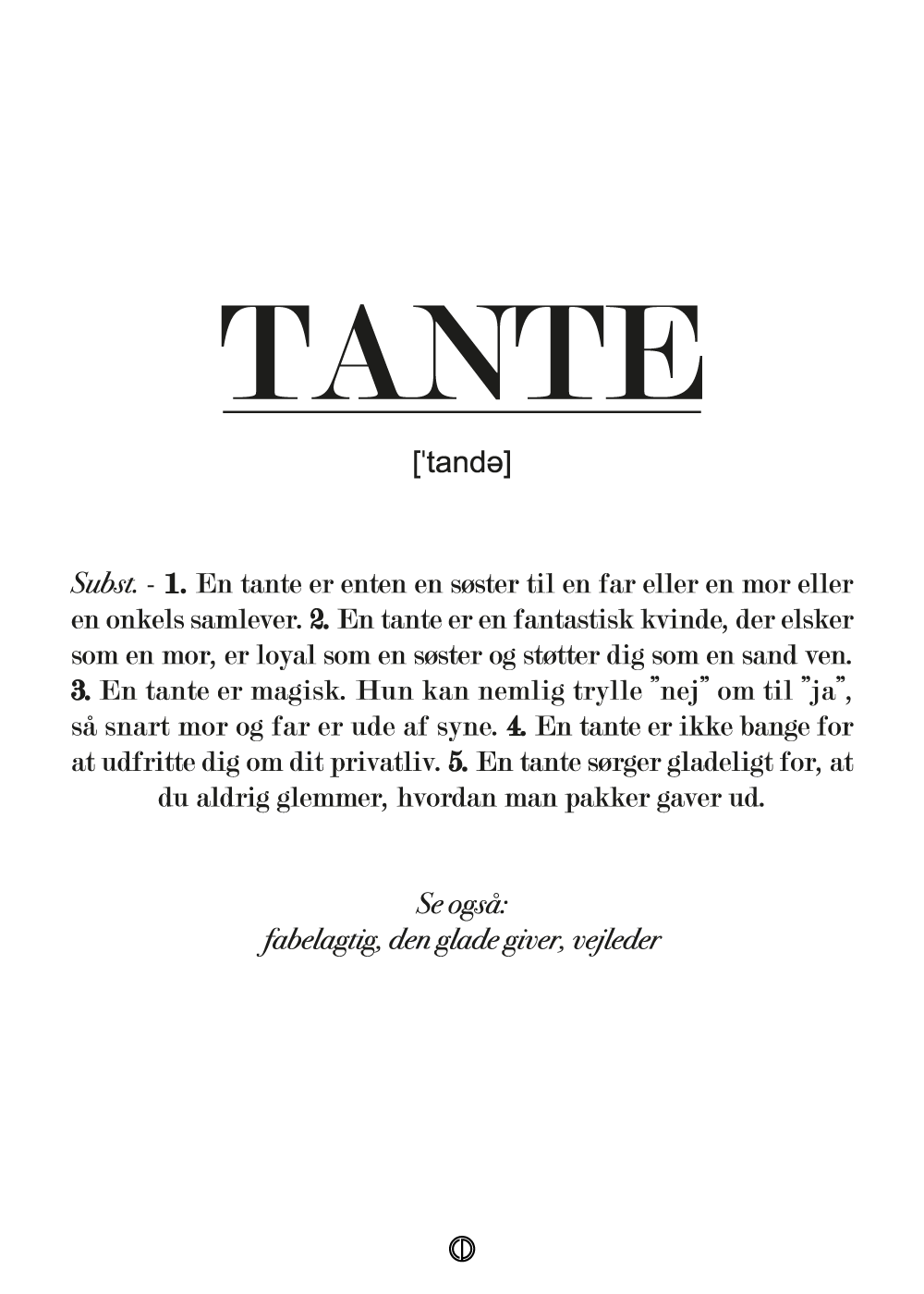 Tante definition - plakat