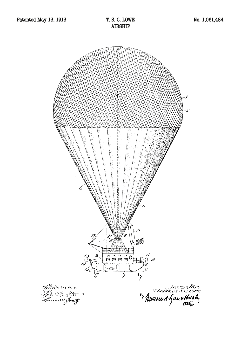 Luftskib plakat - Original patent tegning