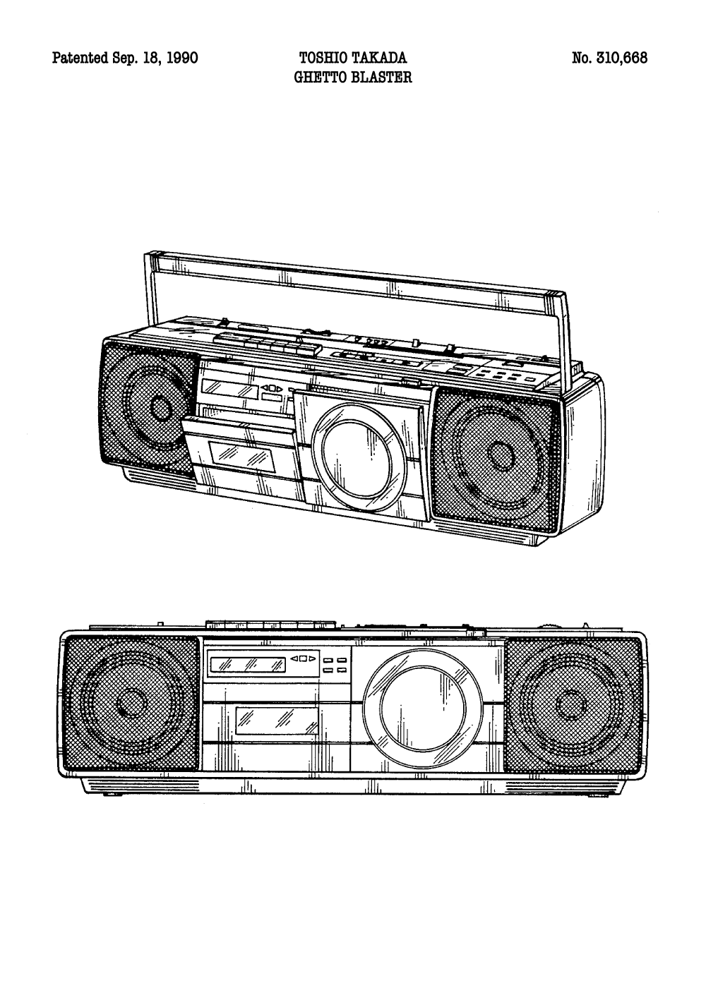 Ghetto blaster plakat - Original patent tegning