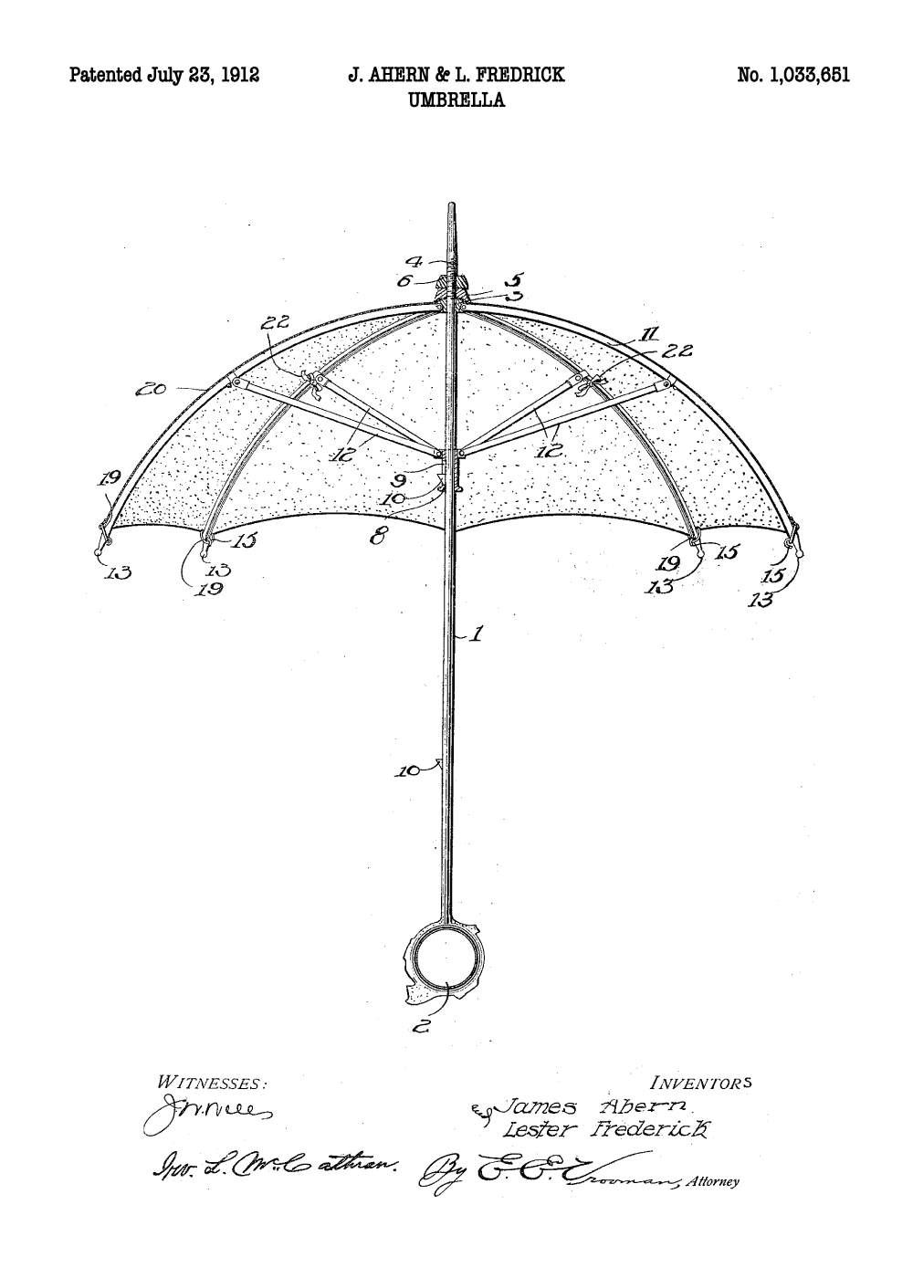 Paraply plakat - Original patent tegning