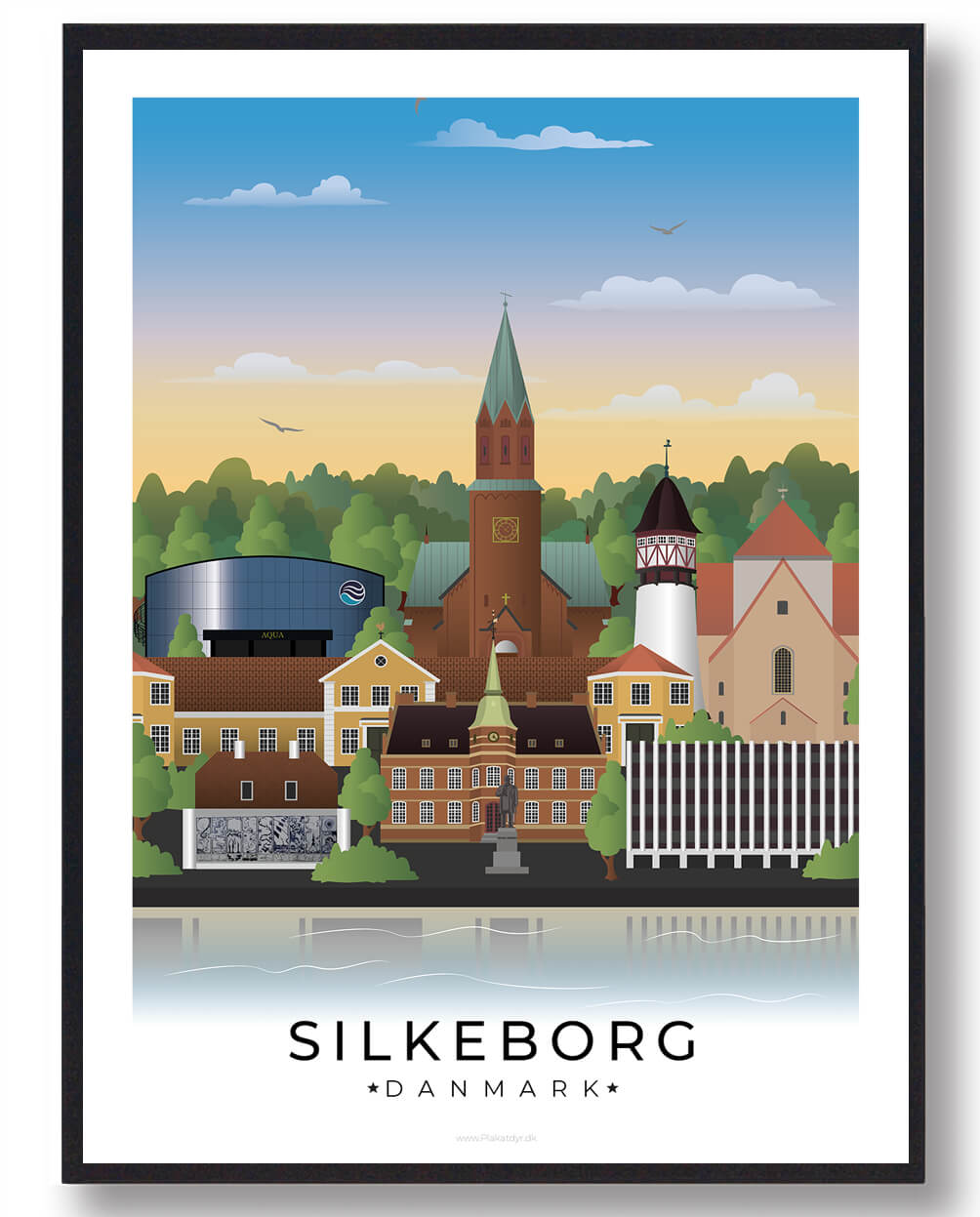 Silkeborg byplakat med hvid kant