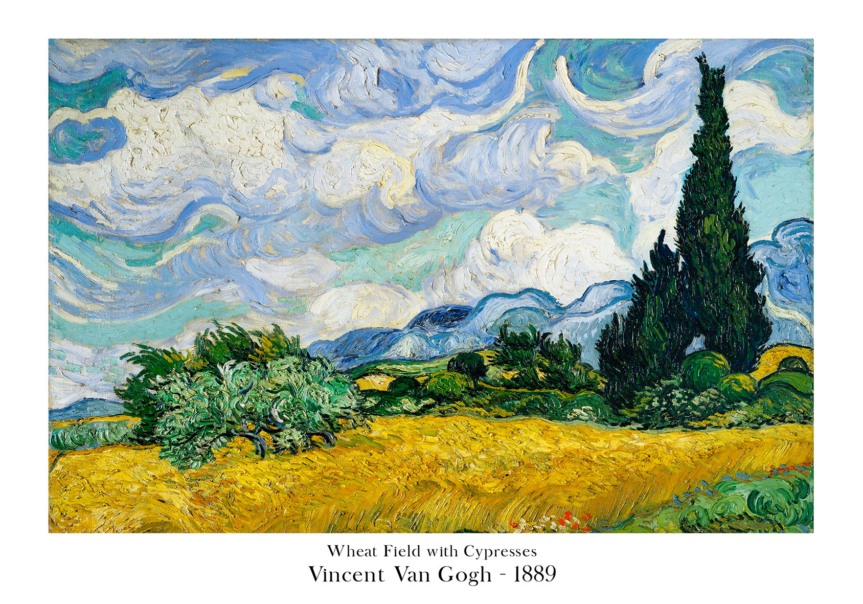 Wheat Field with Cypresses - 30 x 40 cm