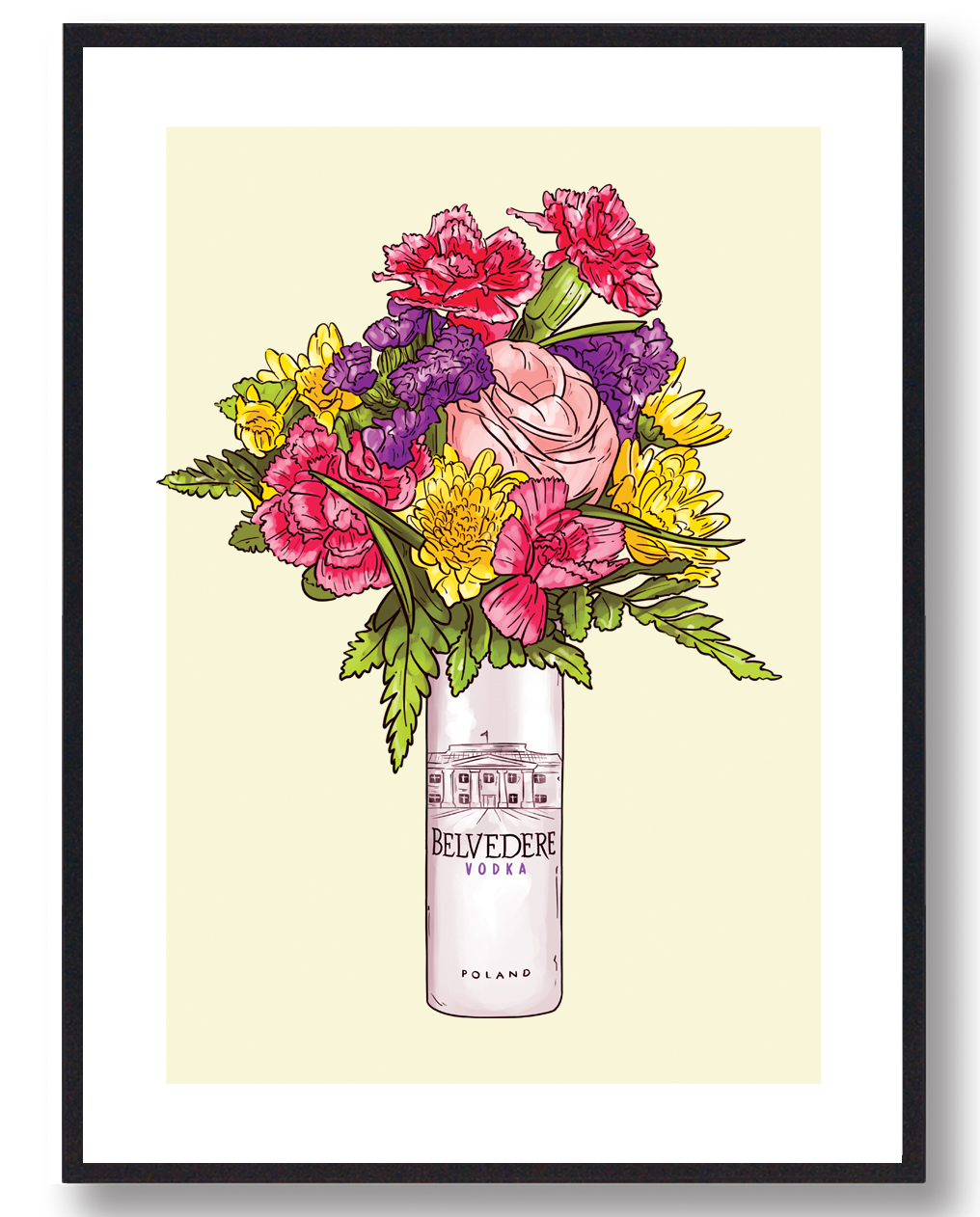 Blomster Belvedere vodka - plakat (gul)