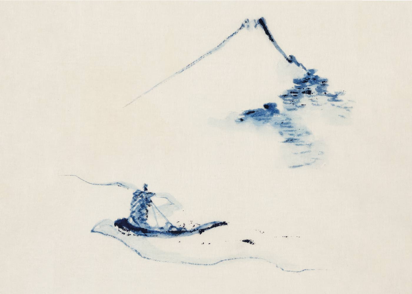 A Small boat on a river - Japansk kunstplakat