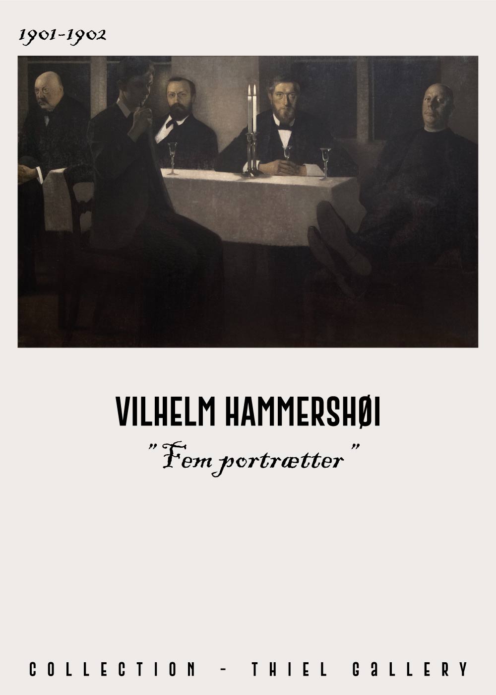 Fem portrætter - Vilhelm Hammershøi Kunstplakat