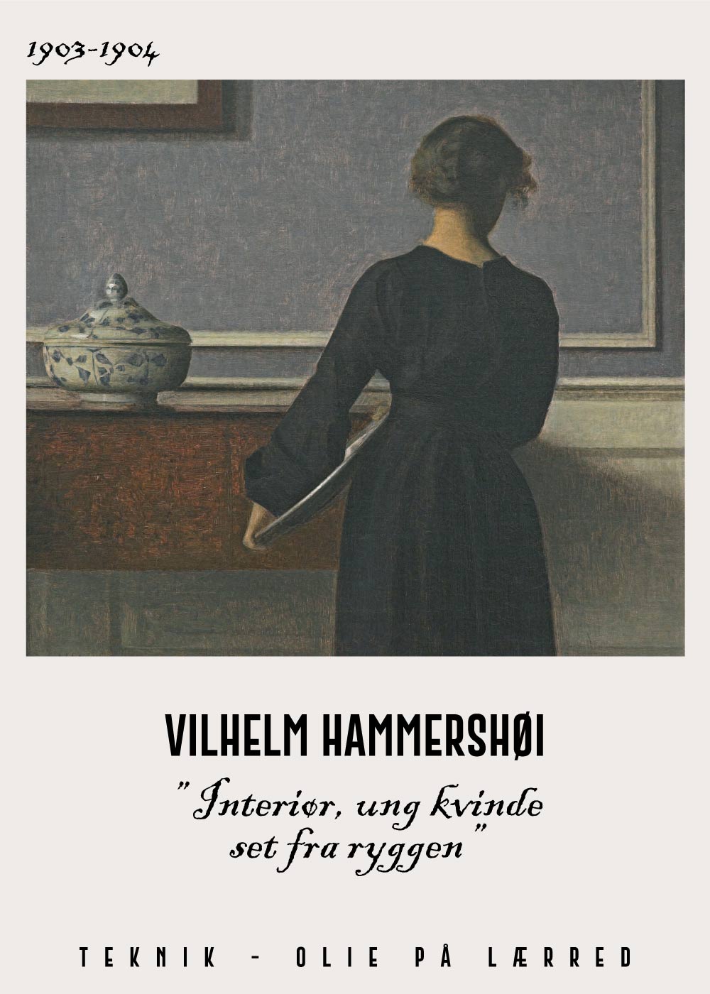 Interiør, ung kvinde set fra ryggen - Vilhelm Hammershøi Kunstplakat