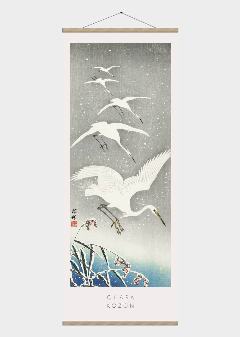 Egrets in the snow - Japansk kunst plakat