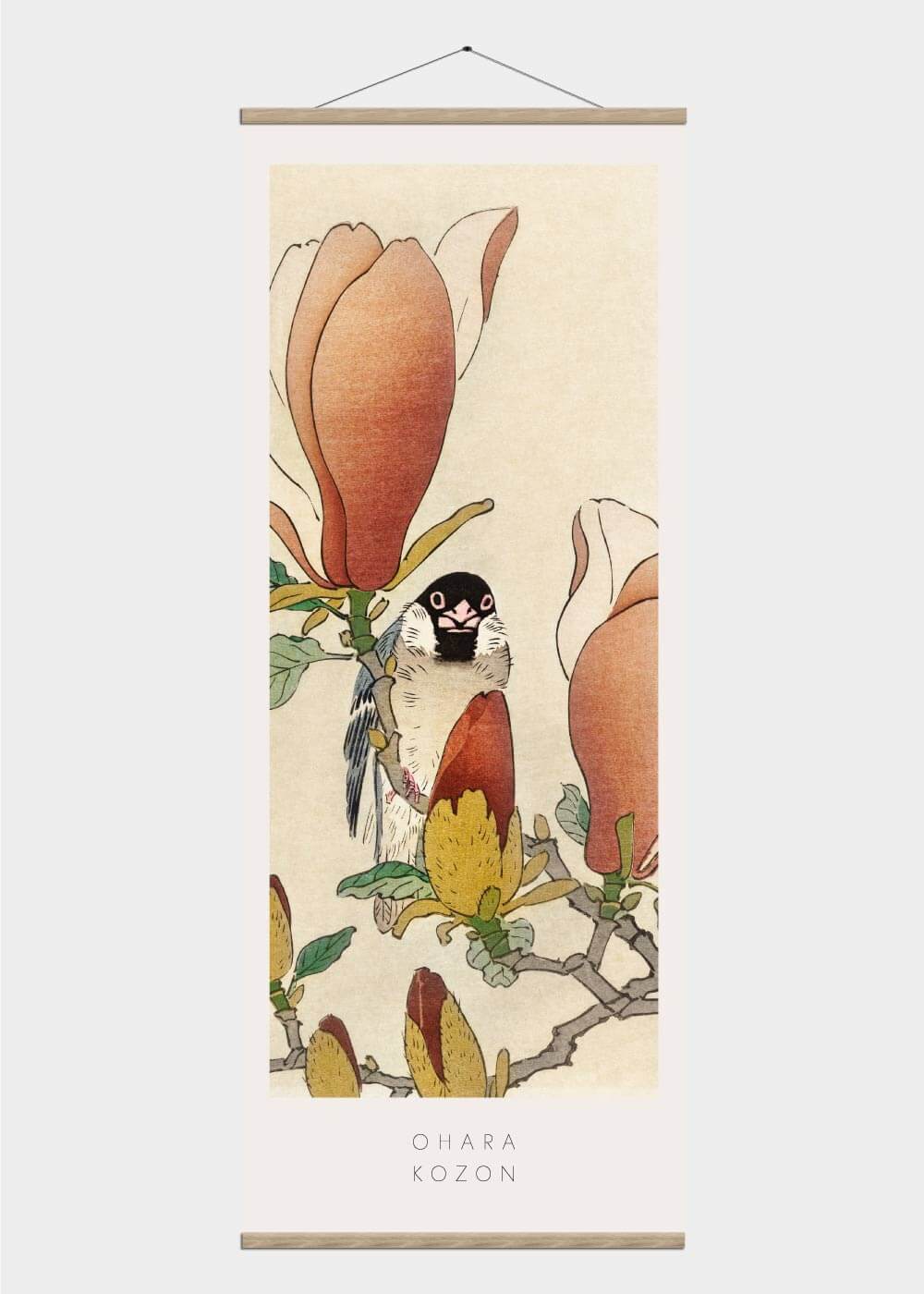 A sparrow on a blooming magnolia - Japansk kunst plakat