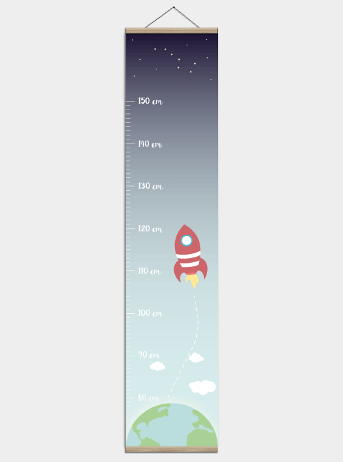 Målestok plakat - Rumraket børneplakat